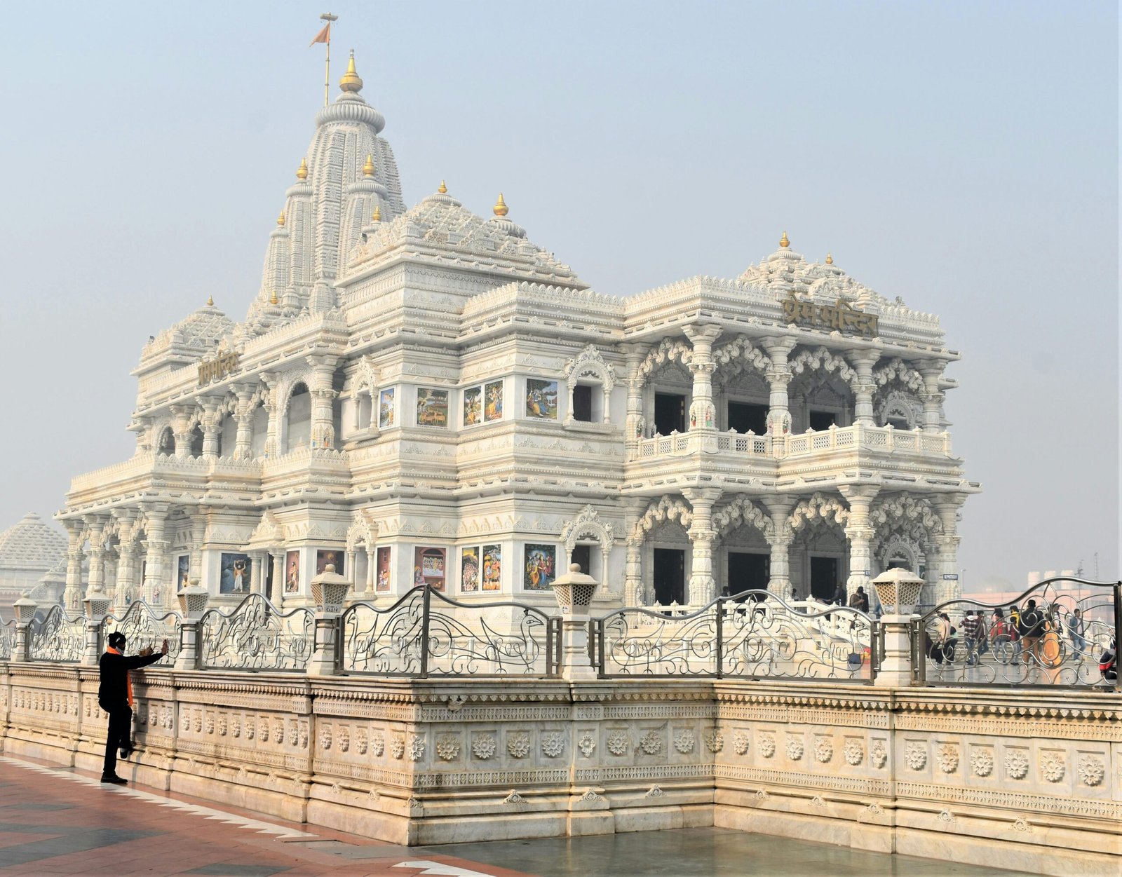 Captivating image of Prem Mandir, a Hindu temple in Vrindavan, India, showcasing stunning architecture.